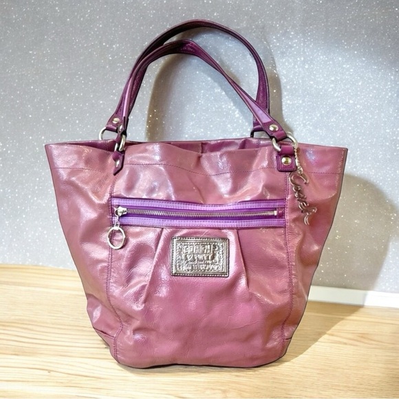 Coach Very Rare Poppy Patent Leather Purple Large Tote Bag - Picture 1 of 14